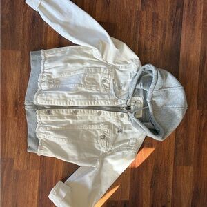 Women's White and Gray Hooded Jean Jacket